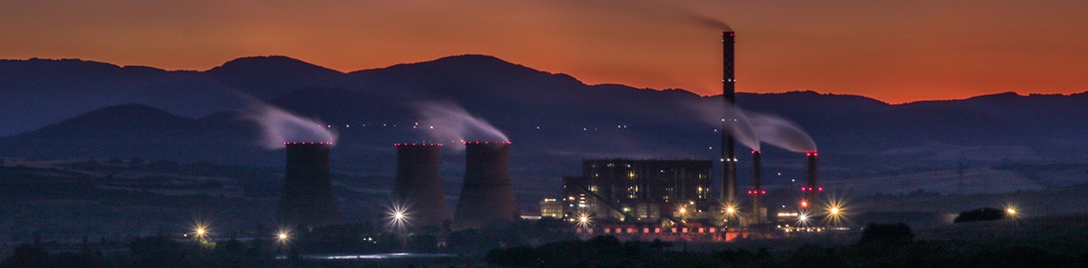 Sunset above power plant